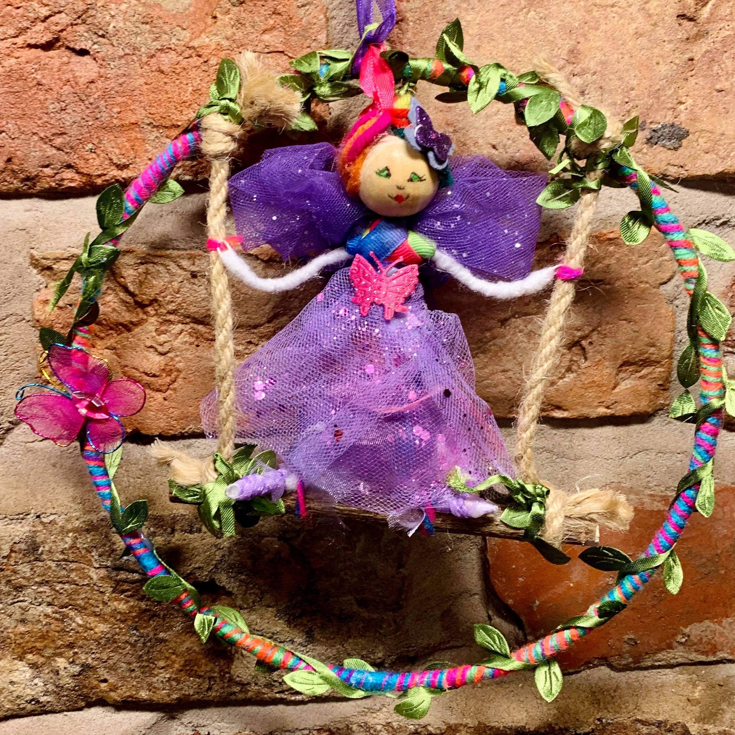 Hand Crafted Fairy On Ring/Swing (Large)
