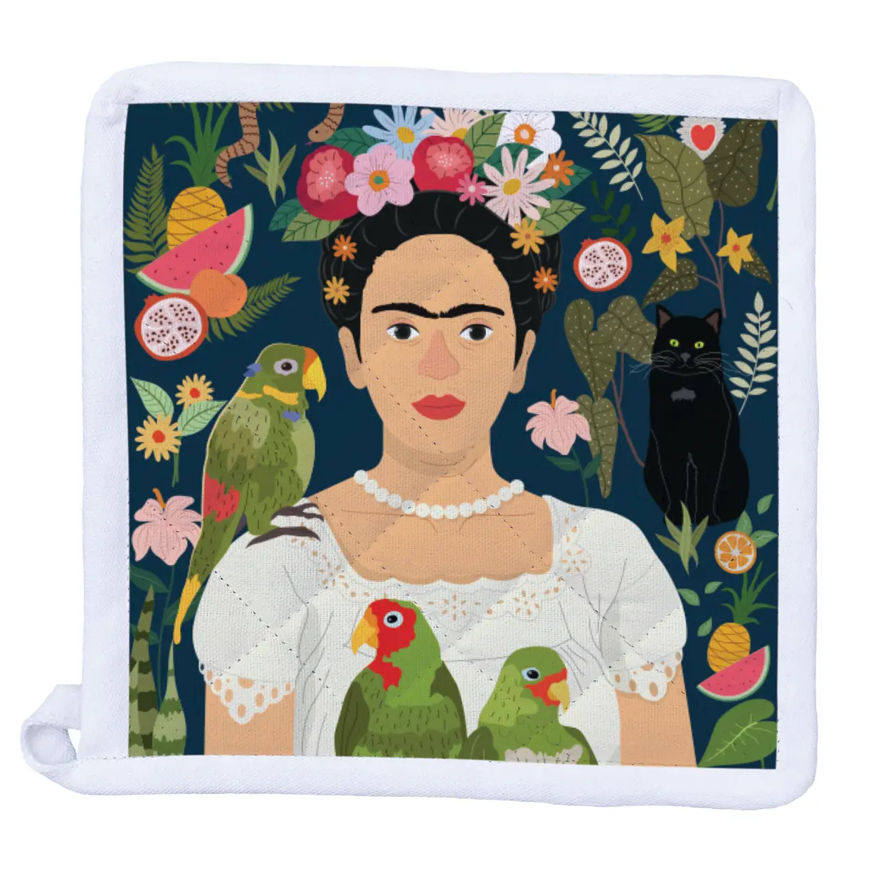 Frida Kahlo And Her Parrots Potholder